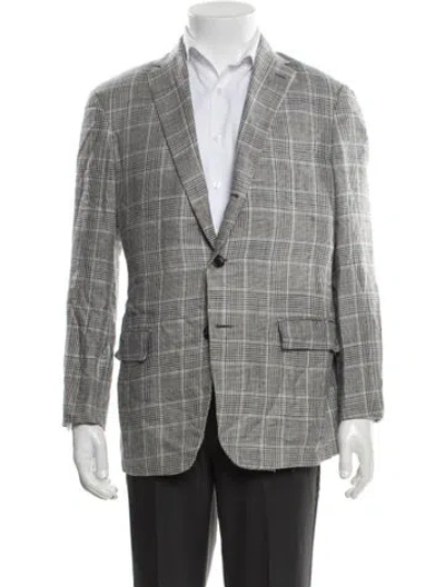 Pre-owned Sid Mashburn Plaid Print Blazer In Gray