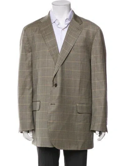 Pre-owned Sid Mashburn Plaid Print Blazer In Neutral