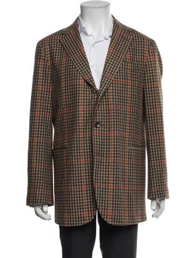 Pre-owned Sid Mashburn Plaid Print Blazer In Neutral