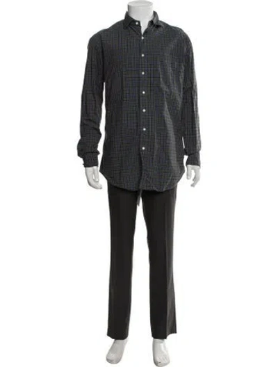 Pre-owned Sid Mashburn Plaid Print Long Sleeve Dress Shirt In Brown