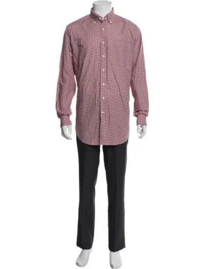 Pre-owned Sid Mashburn Plaid Print Long Sleeve Dress Shirt In Pink