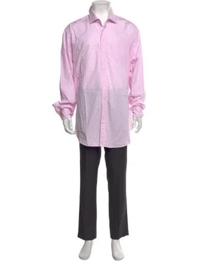 Pre-owned Sid Mashburn Plaid Print Long Sleeve Dress Shirt In Pink