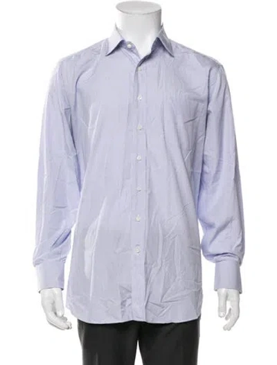 Pre-owned Sid Mashburn Plaid Print Long Sleeve Dress Shirt In Purple