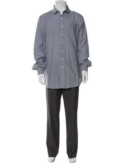 Pre-owned Sid Mashburn Plaid Print Long Sleeve Shirt In Blue