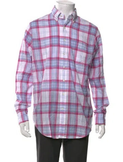 Pre-owned Sid Mashburn Plaid Print Long Sleeve Shirt In Blue
