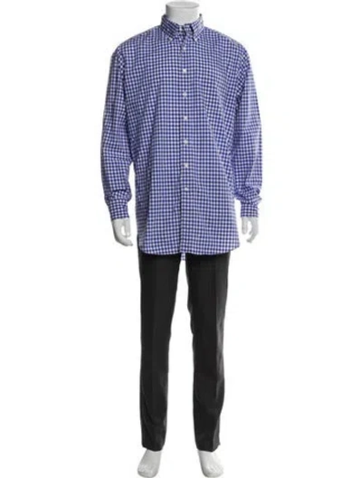 Pre-owned Sid Mashburn Plaid Print Long Sleeve Shirt In Blue