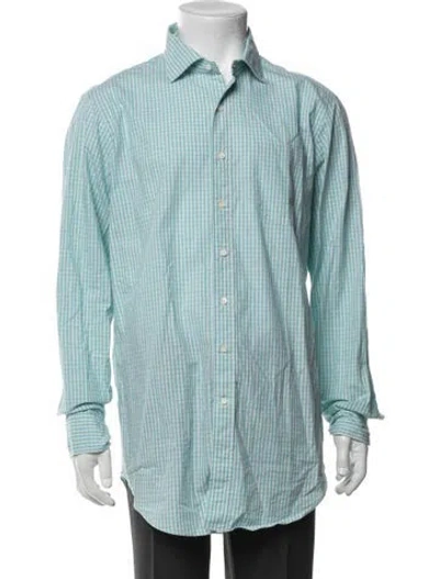 Pre-owned Sid Mashburn Plaid Print Long Sleeve Shirt In Blue