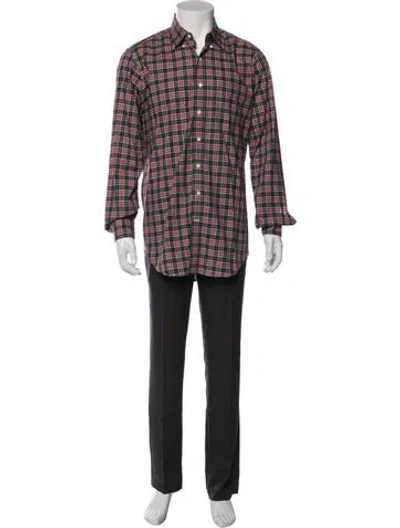 Pre-owned Sid Mashburn Plaid Print Long Sleeve Shirt In Multi
