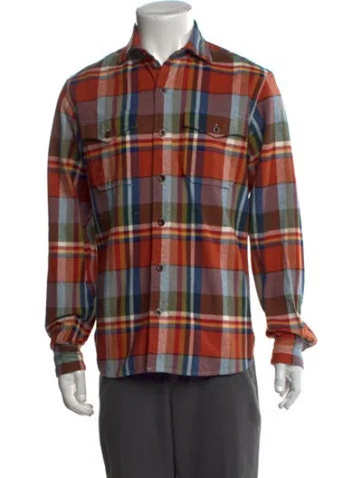 Pre-owned Sid Mashburn Plaid Print Long Sleeve Shirt In Multicolor