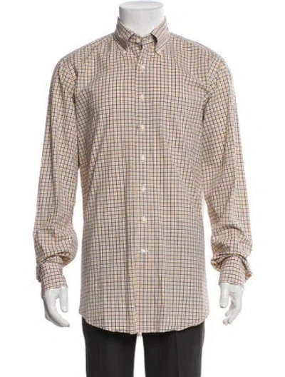 Pre-owned Sid Mashburn Plaid Print Long Sleeve Shirt In Neutral