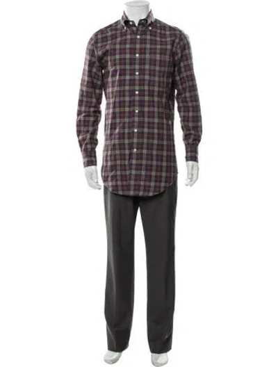 Pre-owned Sid Mashburn Plaid Print Long Sleeve Shirt In Pink