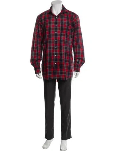 Pre-owned Sid Mashburn Plaid Print Long Sleeve Shirt In Red