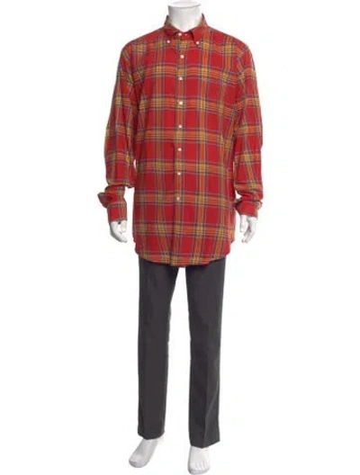 Pre-owned Sid Mashburn Plaid Print Long Sleeve Shirt In Red