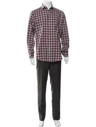 Pre-owned Sid Mashburn Plaid Print Long Sleeve Shirt In Red