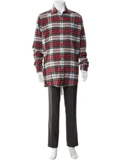 Pre-owned Sid Mashburn Plaid Print Long Sleeve Shirt In Red