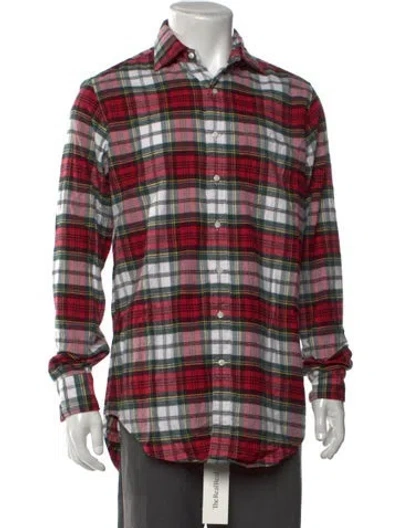 Pre-owned Sid Mashburn Plaid Print Long Sleeve Shirt In Red