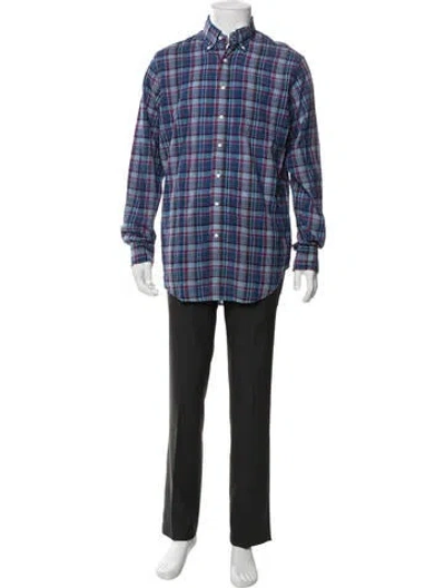 Pre-owned Sid Mashburn Plaid Print Long Sleeve Shirt W/ Tags In Green