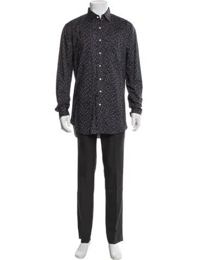 Pre-owned Sid Mashburn Printed Long Sleeve Shirt In Blue