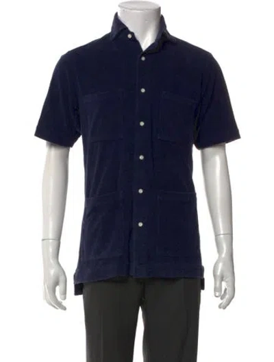 Pre-owned Sid Mashburn Short Sleeve Shirt In Blue