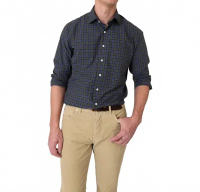 Sid Mashburn Spread Collar Sport Shirt In Olive/ Blue/ Navy Plaid Poplin
