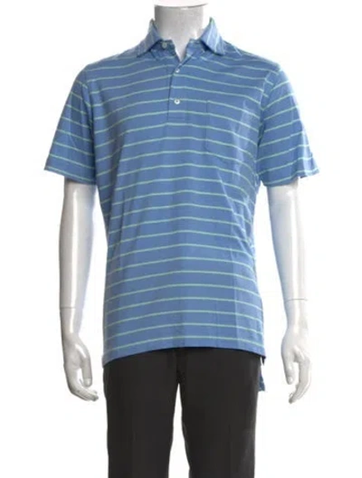 Pre-owned Sid Mashburn Striped Collar Polo Shirt In Blue