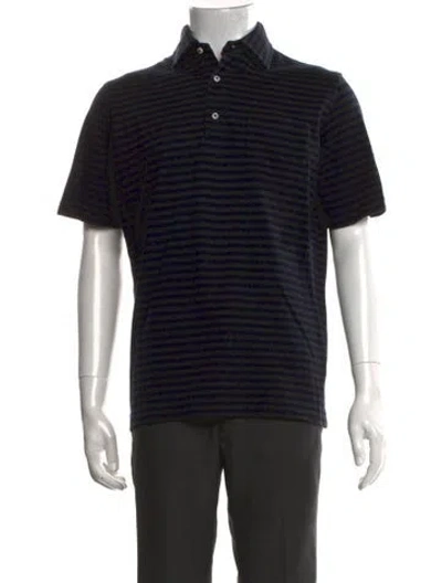 Pre-owned Sid Mashburn Striped Collar Polo Shirt In Blue