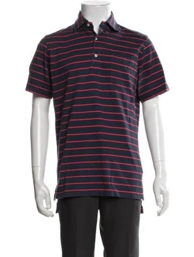 Pre-owned Sid Mashburn Striped Collar Polo Shirt In Blue