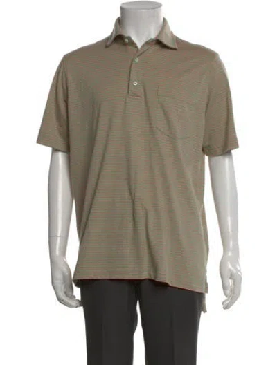 Pre-owned Sid Mashburn Striped Collar Polo Shirt In Green
