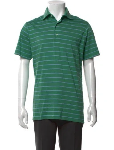 Pre-owned Sid Mashburn Striped Collar Polo Shirt In Green