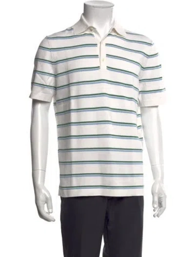 Pre-owned Sid Mashburn Striped Collar Polo Shirt In White