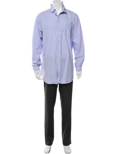 Pre-owned Sid Mashburn Striped Long Sleeve Dress Shirt In Blue