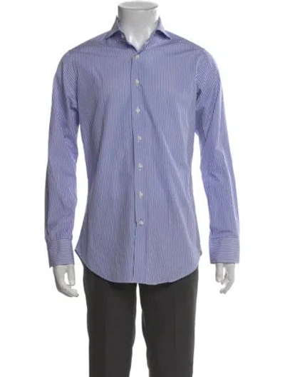 Pre-owned Sid Mashburn Striped Long Sleeve Dress Shirt In Blue