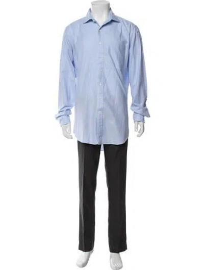 Pre-owned Sid Mashburn Striped Long Sleeve Dress Shirt In Blue