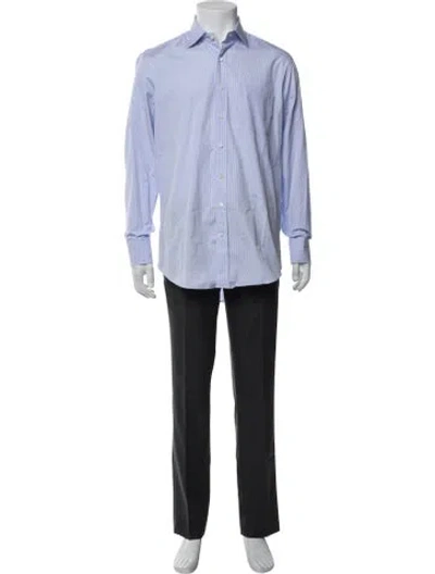 Pre-owned Sid Mashburn Striped Long Sleeve Dress Shirt In Blue