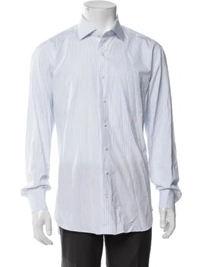 Pre-owned Sid Mashburn Striped Long Sleeve Dress Shirt In Blue