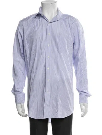 Pre-owned Sid Mashburn Striped Long Sleeve Dress Shirt In Blue