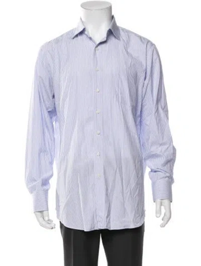 Pre-owned Sid Mashburn Striped Long Sleeve Dress Shirt In Blue