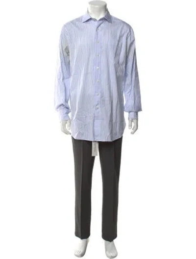 Pre-owned Sid Mashburn Striped Long Sleeve Dress Shirt In Blue