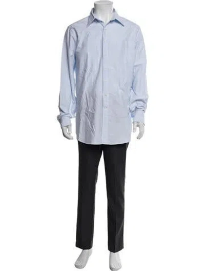 Pre-owned Sid Mashburn Striped Long Sleeve Dress Shirt In Blue