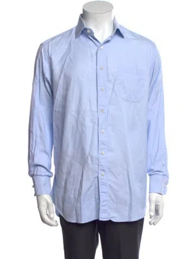 Pre-owned Sid Mashburn Striped Long Sleeve Dress Shirt In Blue