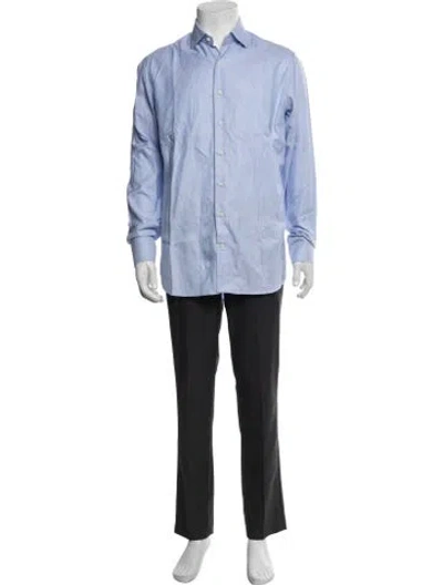 Pre-owned Sid Mashburn Striped Long Sleeve Dress Shirt In Blue