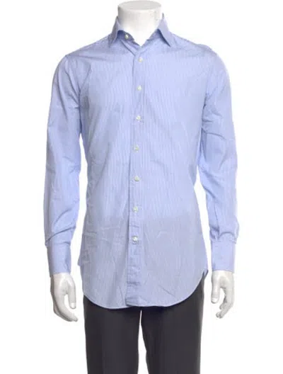 Pre-owned Sid Mashburn Striped Long Sleeve Dress Shirt In Blue