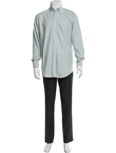 Pre-owned Sid Mashburn Striped Long Sleeve Dress Shirt In Green