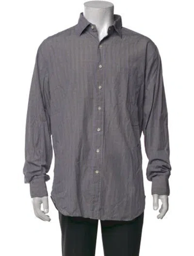 Pre-owned Sid Mashburn Striped Long Sleeve Dress Shirt In Grey