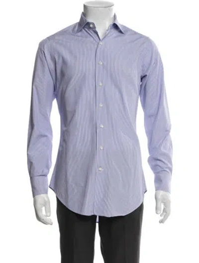 Pre-owned Sid Mashburn Striped Long Sleeve Dress Shirt In Purple