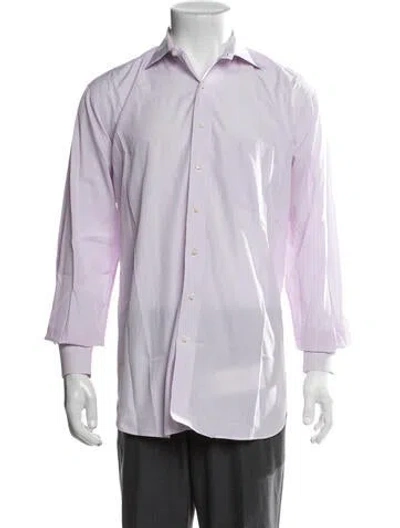 Pre-owned Sid Mashburn Striped Long Sleeve Dress Shirt In Purple