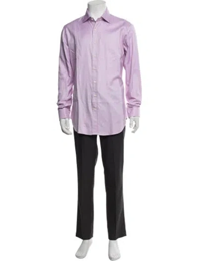 Pre-owned Sid Mashburn Striped Long Sleeve Dress Shirt In Purple