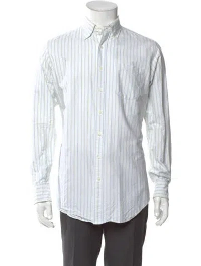 Pre-owned Sid Mashburn Striped Long Sleeve Dress Shirt In White