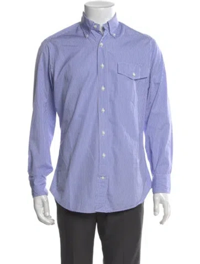 Pre-owned Sid Mashburn Striped Long Sleeve Shirt In Blue