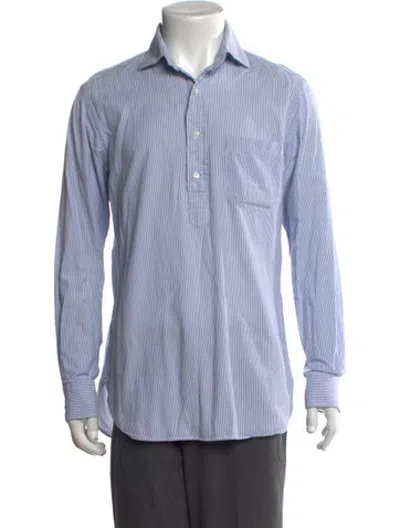 Pre-owned Sid Mashburn Striped Long Sleeve Shirt In Blue